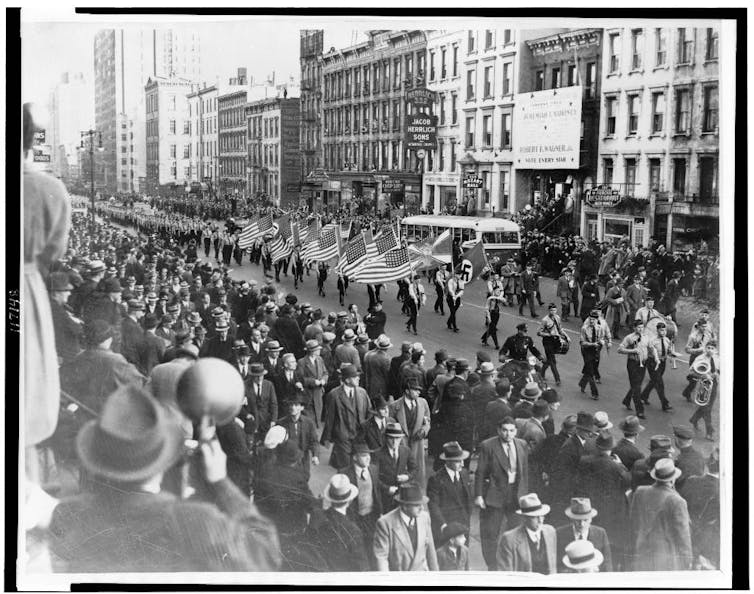 A German American Bund march in New York City