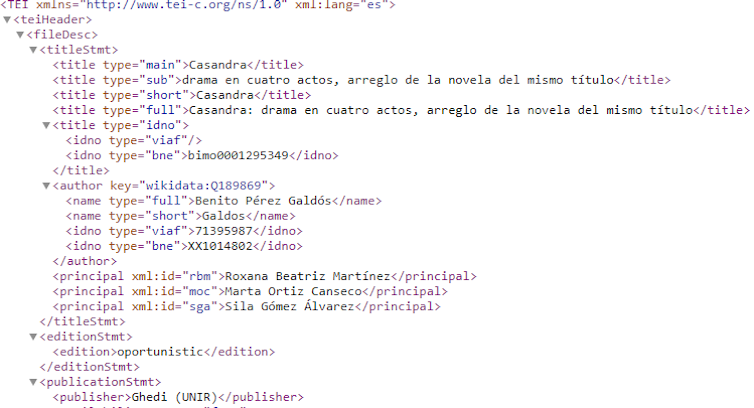 Texto en TEI Casandra de Galdós.