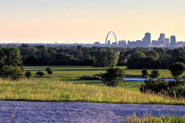 landscape with St. Louis in the distance