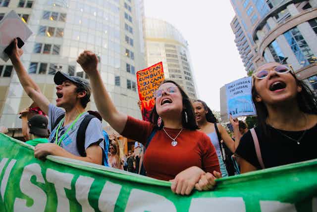 Young people at a climate protest