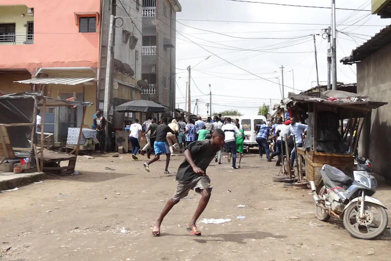 People running in the street