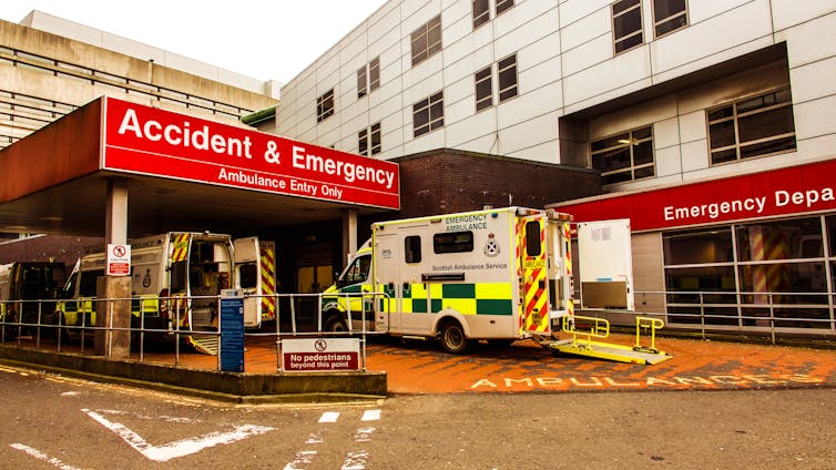 The outside of an emergency department in Glasgow, Scotland.