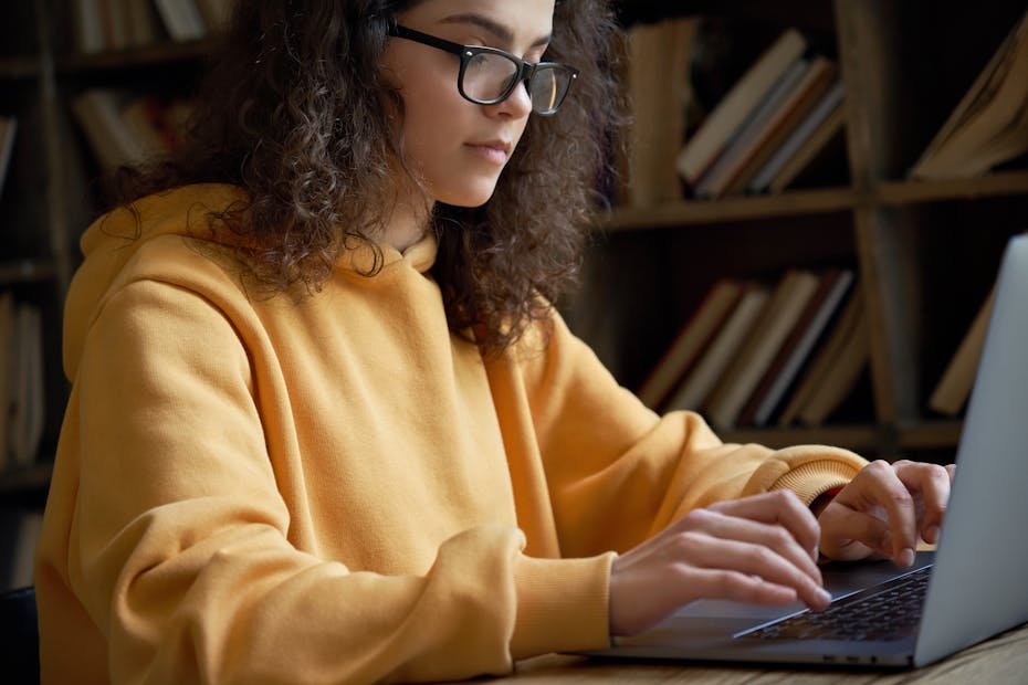 Young woman working on laptop