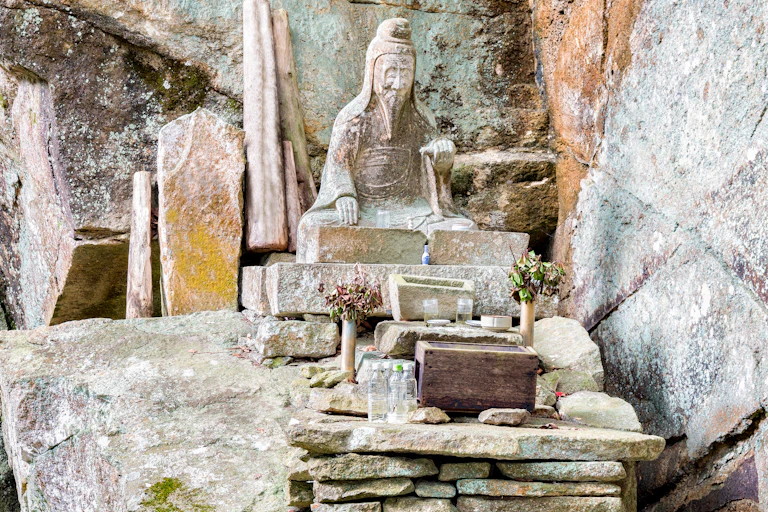 Statue of Rishu Sennin ar Mount Horaiji in Central Japan
