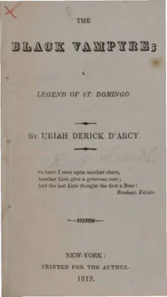 Front page of The Black Vampyre.