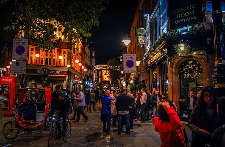 A busy street in Soho, London.