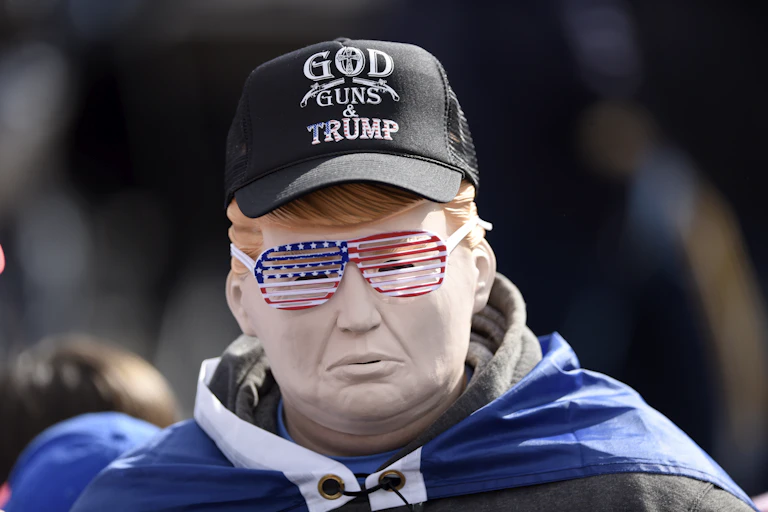 A Triumo supporter at campaign rally in Reading, Pennsylania on October 31 2020.