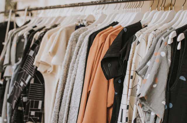Women's clothing on shop rack