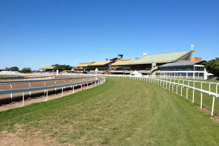 View of deserted racecourse