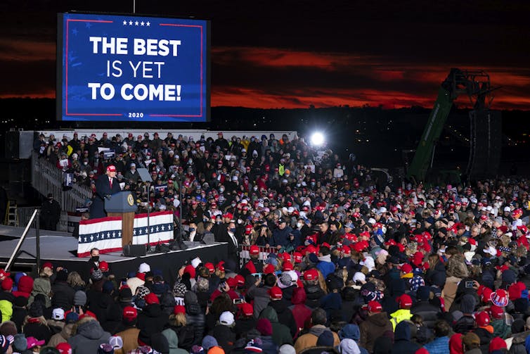 Donald Trump in front of crowd