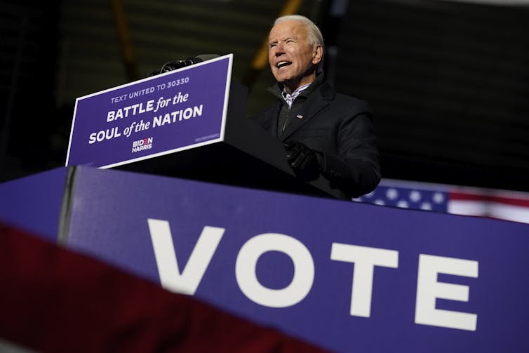 Joe Biden speaks at an event.