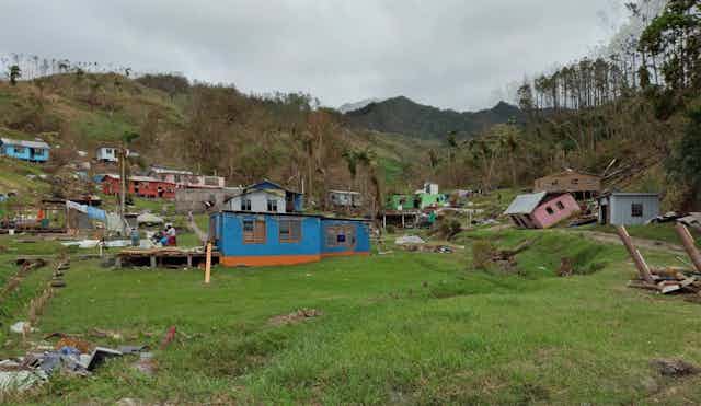 Houses in Fiji, destroyed by Cyclone Winston