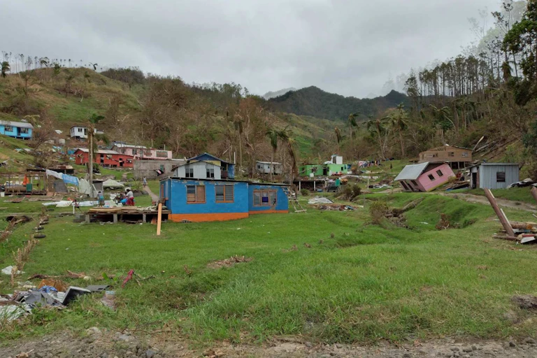 Houses in Fiji, destroyed by Cyclone Winston