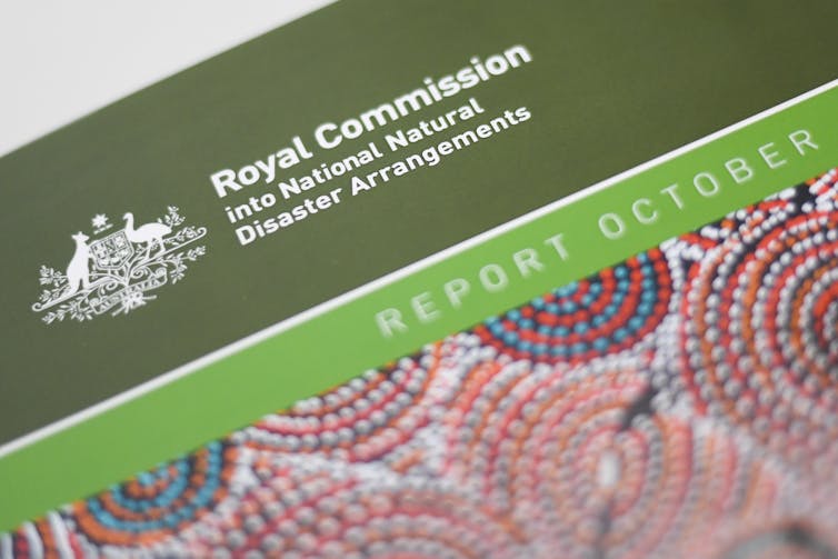 A hardcopy of the Royal Commission into National Natural Disaster Arrangements report