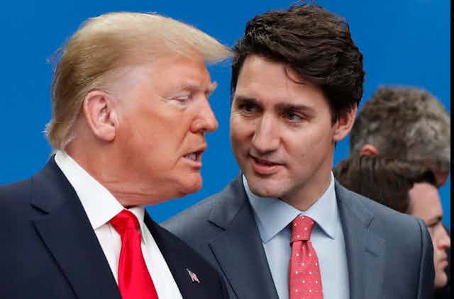Trump and Trudeau chat.