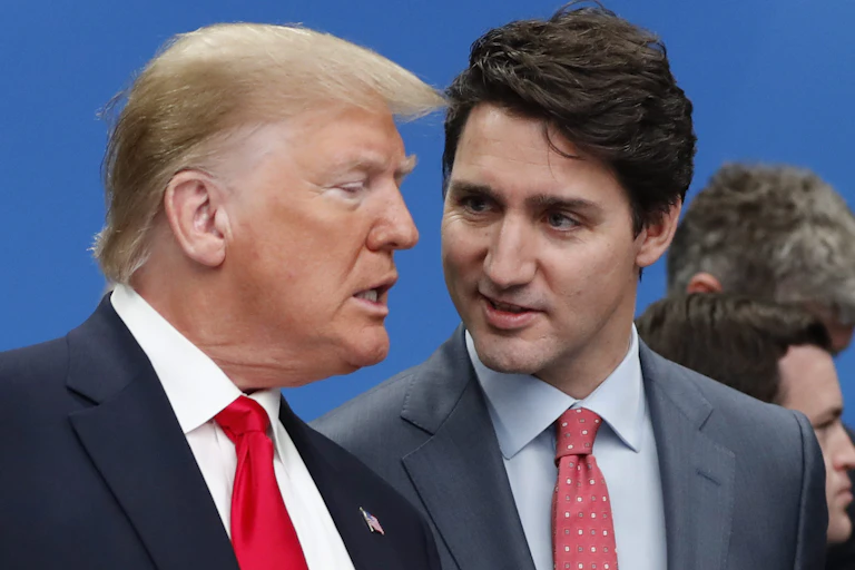 Trump and Trudeau chat.