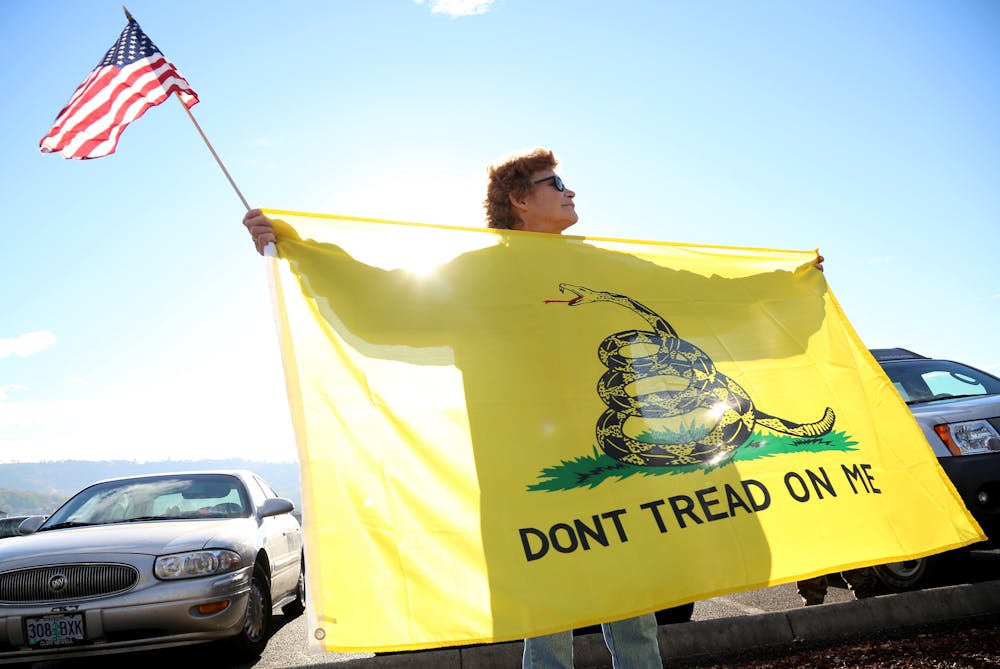 Yellow Gadsden Flag Prominent In Capitol Takeover Carries A Long And