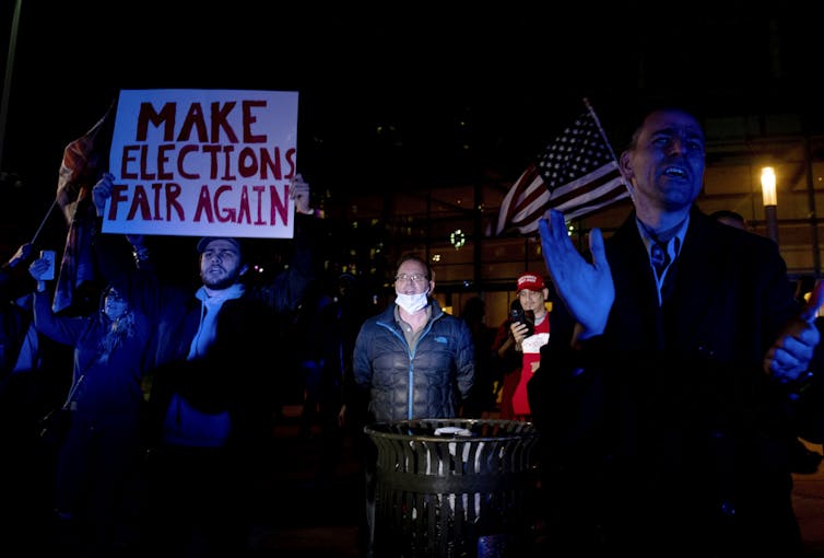 Trump supporters protest in Detroit.