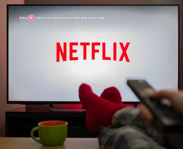 TV screen showing Netflix 