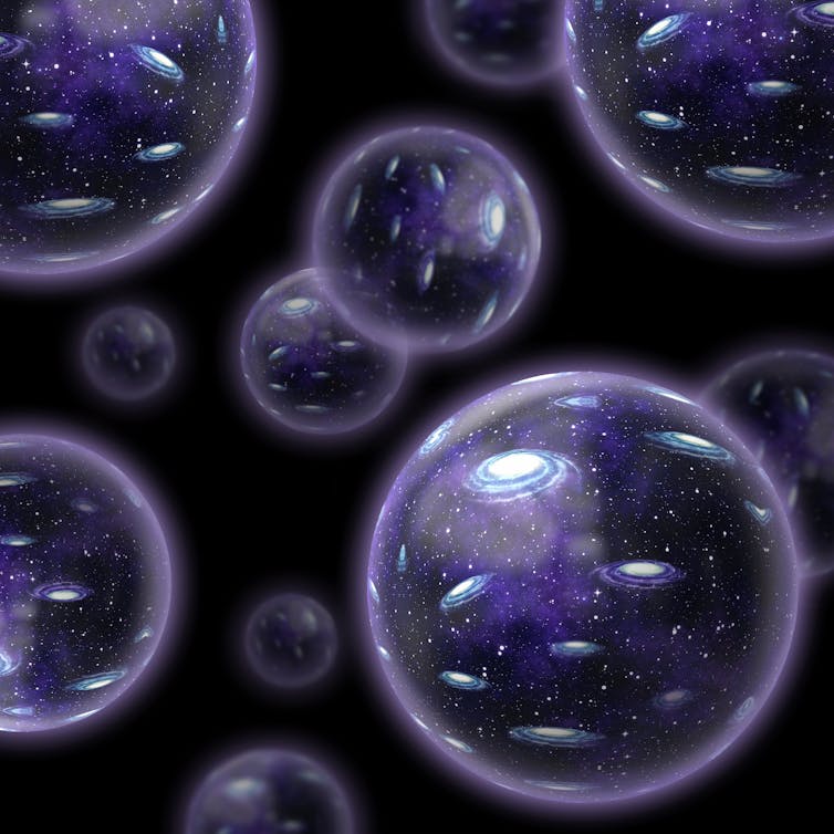 Pictures of bubbles containing universes.