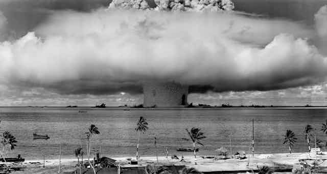 A nuclear detonation in the ocean.