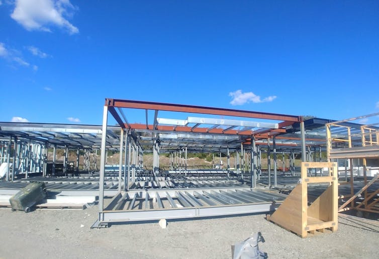 steel frames of a building under construction