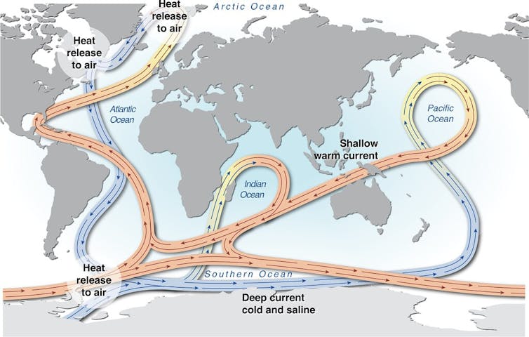 Thermohaline circulation map