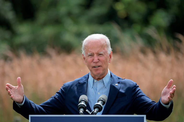 Joe Biden discusses climate change during a speech in September 2020.