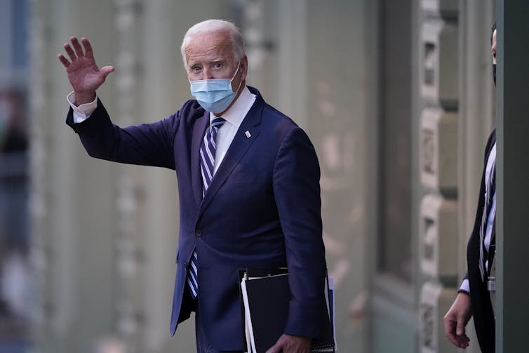 US President-elect Joe Biden waving