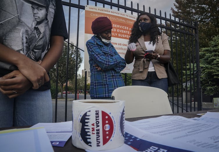 A voter registration drive in Brooklyn, New York.