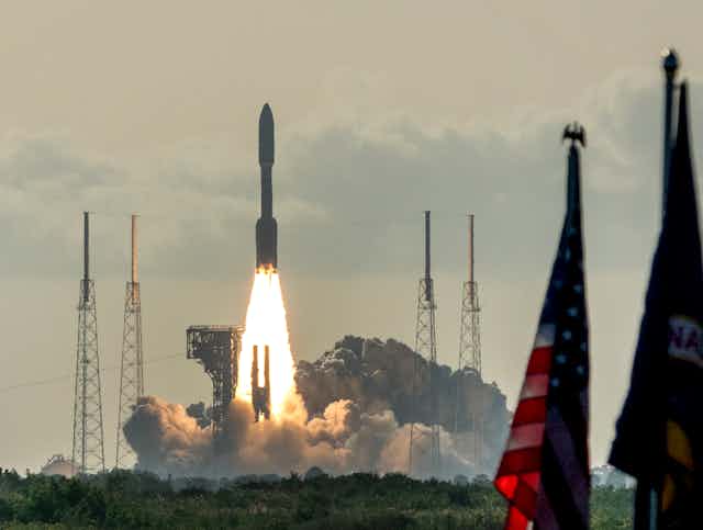 Image of Mars 2020 Perseverance space mission launches from Kennedy Space Center.