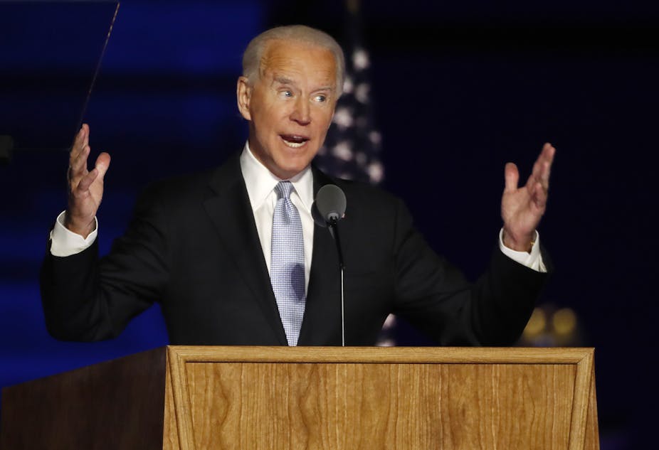 Joe Biden making a speech after his election win. 