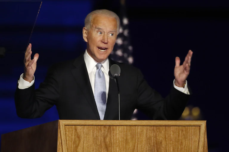 Joe Biden making a speech after his election win.