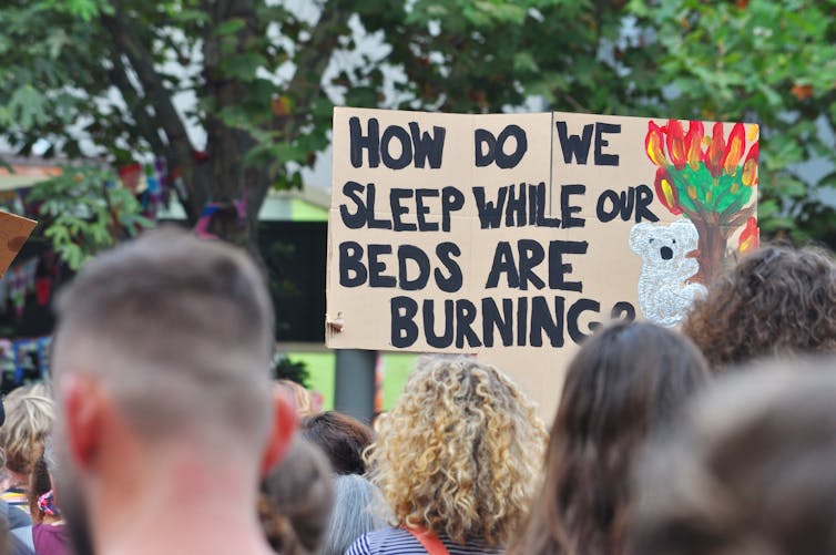 A sign at a climate rally