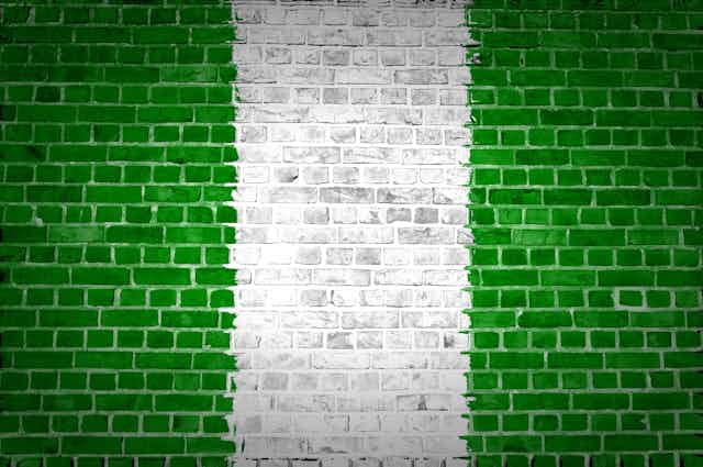 Nigeria flag painted on brick