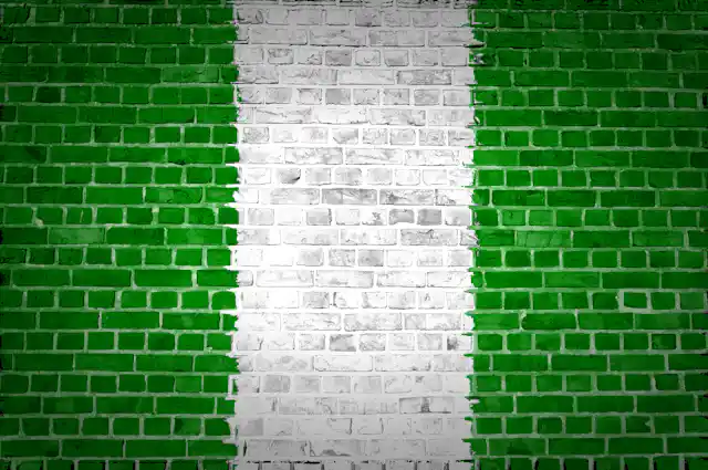 Nigeria flag painted on brick