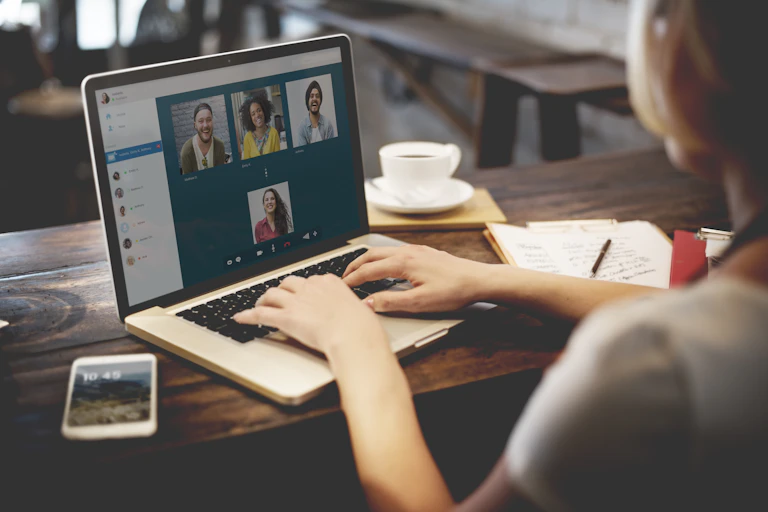 People on a videoconferencing screen.