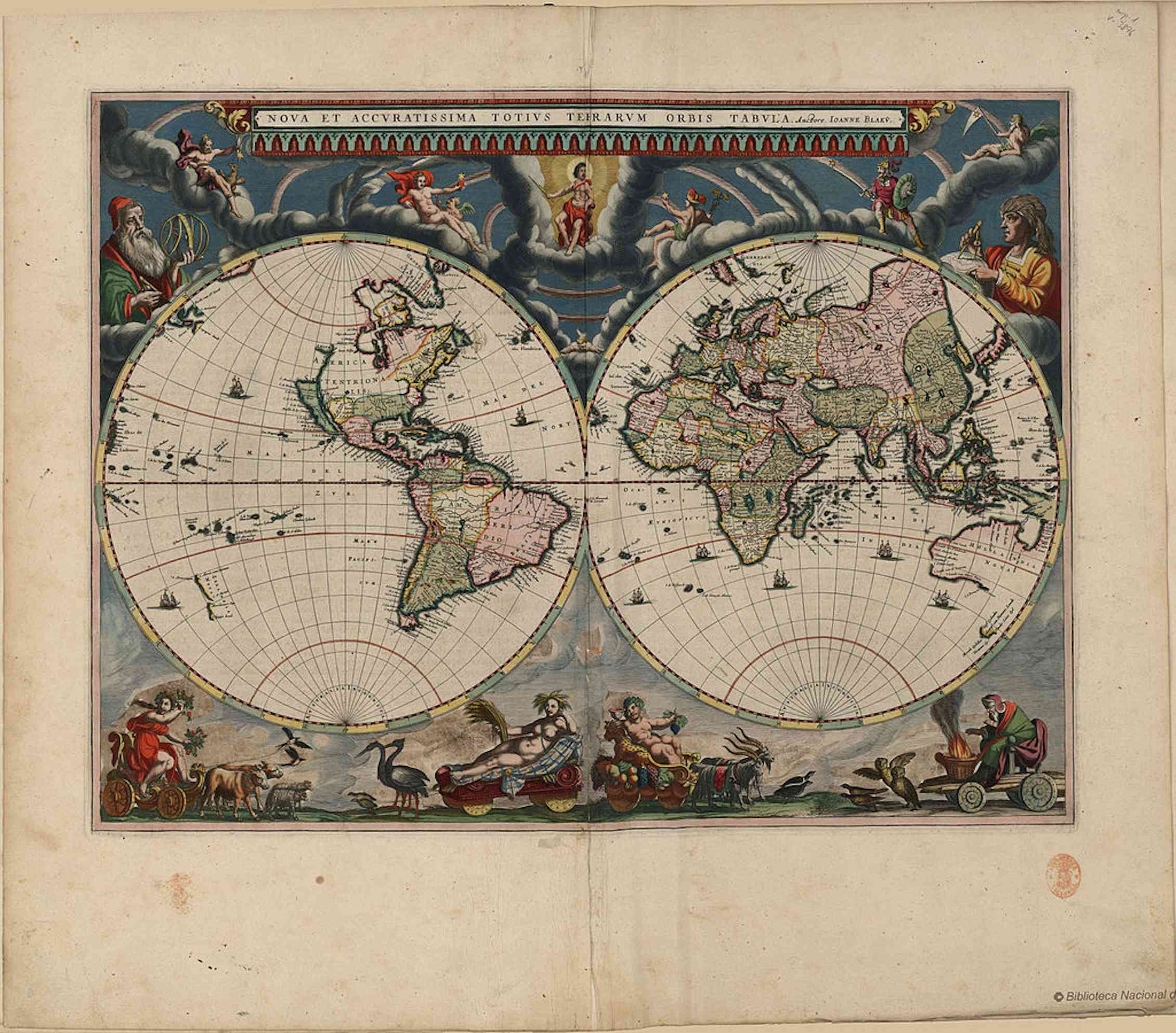 El Atlas Maior de Blaeu (1662-1672), un atlas mundial de la Edad de Oro de la cartografía holandesa/neerlandesa (c. 1570s-1670s) y obra de Willem Blaeu y su hijo Joan Blaeu, ambos cartógrafos oficiales de la Compañía Neerlandesa de las Indias Orientales. Wikimedia Commons / Biblioteca Nacional de España