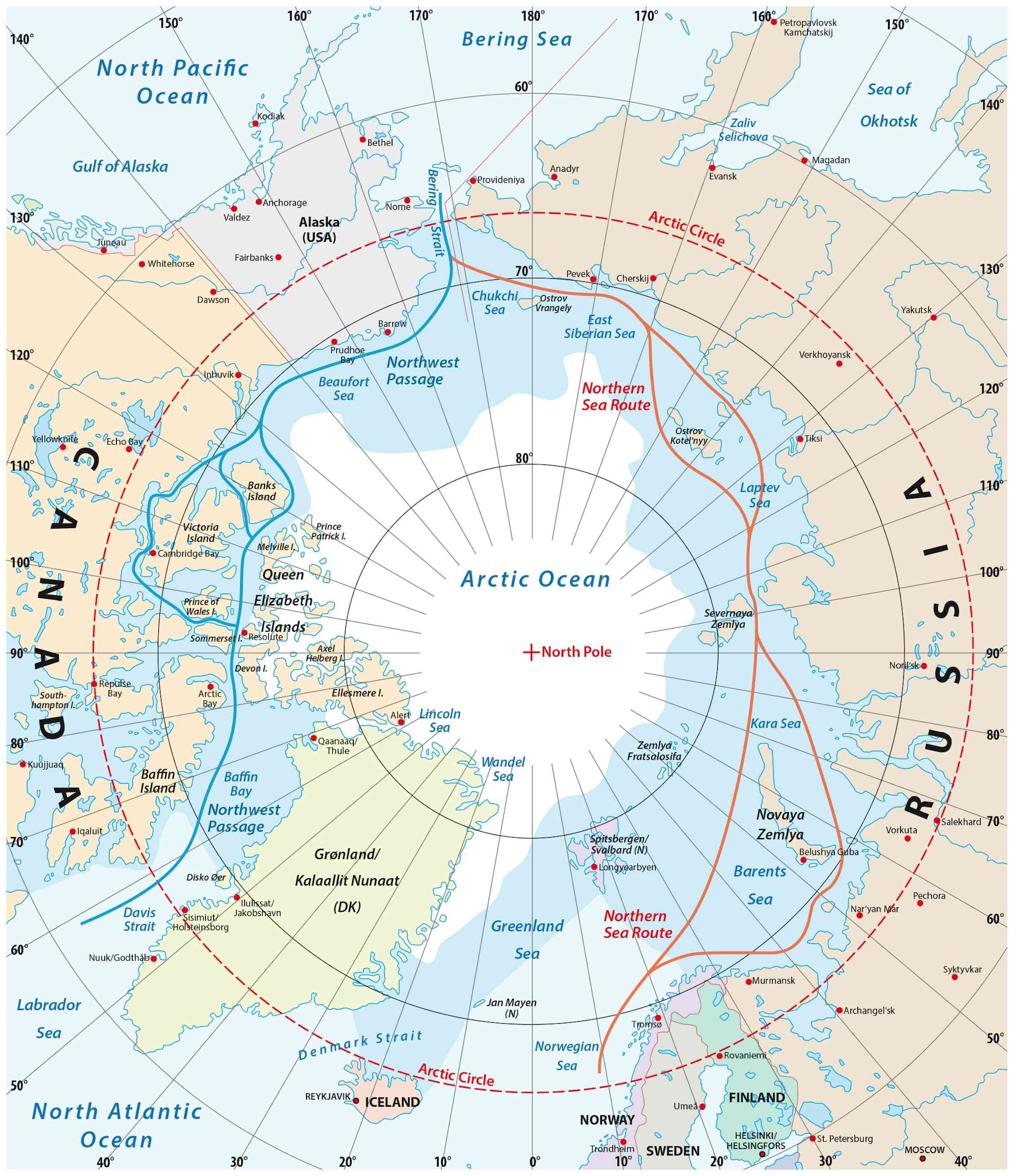 Шпицберген на карте Северного Ледовитого океана