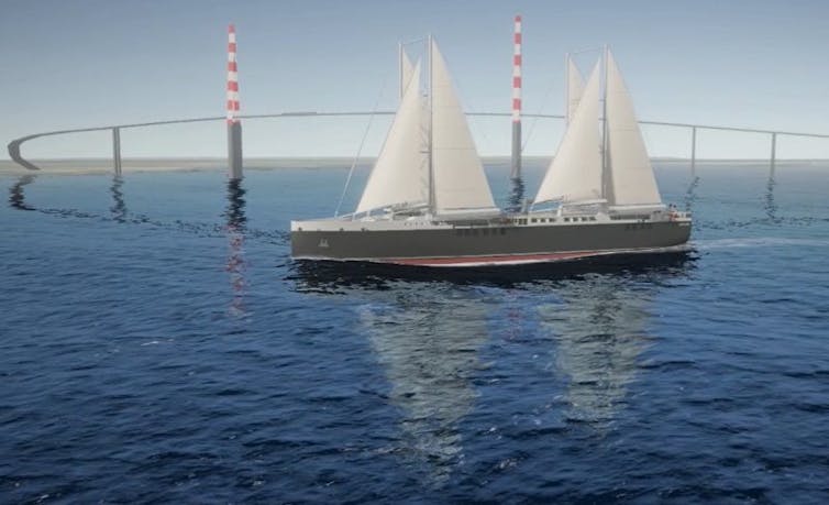 An artist impression of the Neoline sail-powered cargo ship.