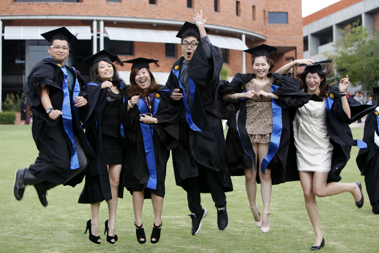Chinese students celebrate graduation from university