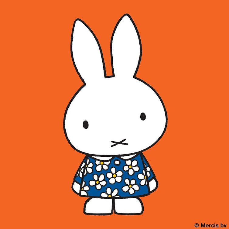 Miffy bunny illustration in flowery dress