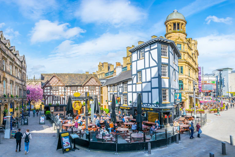 The bustling city centre in Manchester