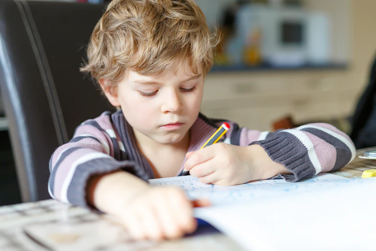 A boy writing