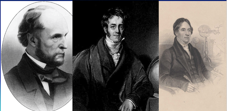 Left to right: NYTimes editor Richard Adams Locke, astronomer Sir John Herschel and theologian Revd Thomas Dick