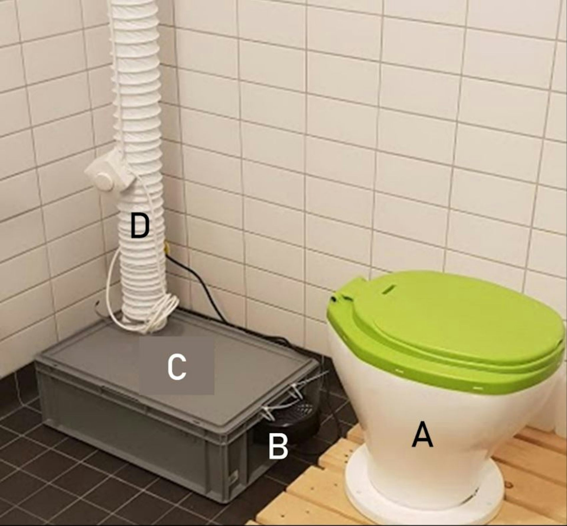 Una toilette asciutta che separa l'urina.