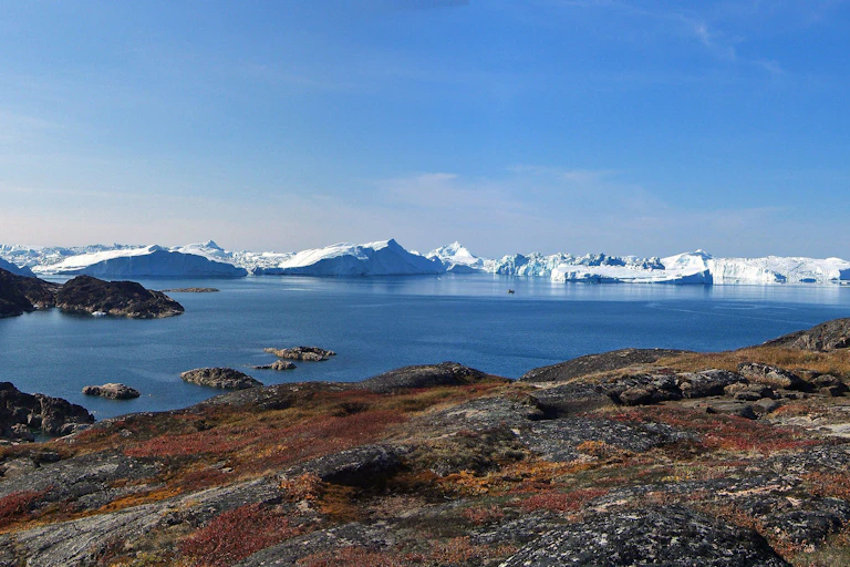 Fjord with glacier in distance