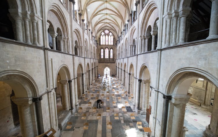 Interior of a cathedral.