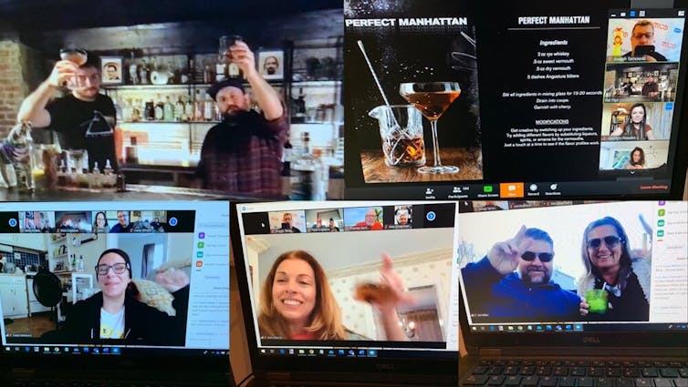 Screen shot of virtual cocktail making class