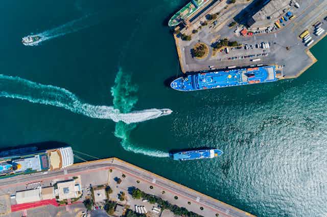 Aerial view of Piraeus Port, Greece